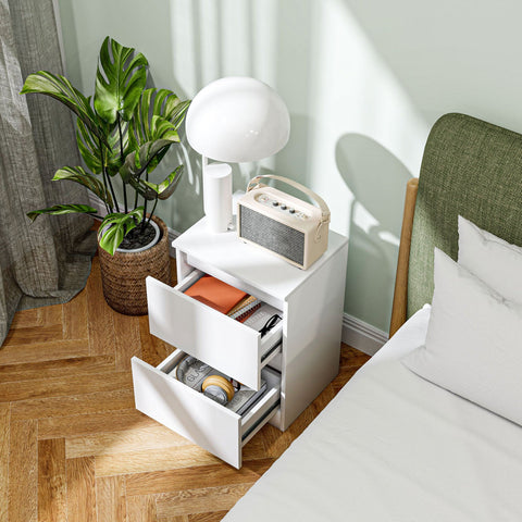 Rootz 2 Drawer Bedside Table - Nightstand - Side Table - Ample Storage - 39.6L x 32.3W x 56H cm