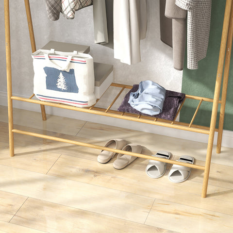 Rootz Freestanding Bamboo Coat Rack - Clothes Organizer - Storage Solution - A-Frame Design - 116cm x 43.5cm x 160cm