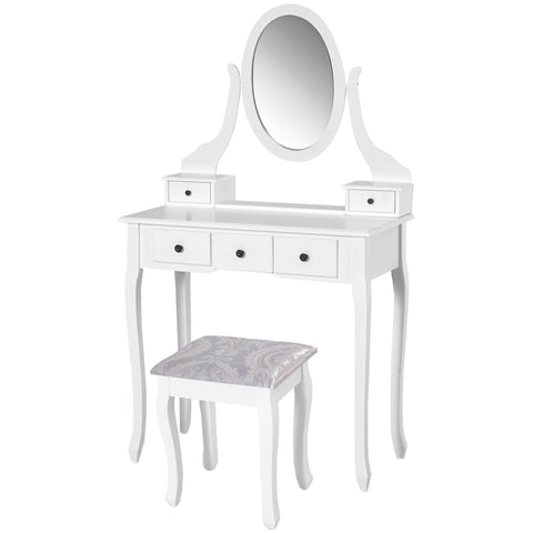 Rootz Dressing Table Set - Hairstyle - Friction Table - Spacious Storage - 80x40x140cm - White