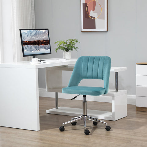 Rootz Ergonomic Office Chair - Swivel - Rotating - Velvet Comfort - 49 x 60 x 79-91cm - Height Adjustable - Blue