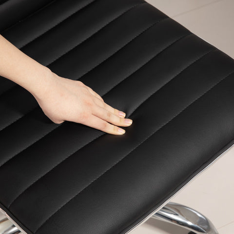 Rootz Height Adjustable Salon Chair - Swivel Chair - Office Chair - Ultimate Comfort - 48 x 52 x 78-90 cm - Black - Faux Leather