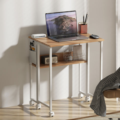 Rootz Foldable Desk - Convertible Side Table - Space-Saving Open Shelf - Optimal Room Utilization - 63cm x 50cm x 75cm Folded Out