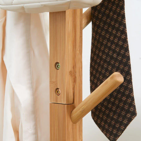 Rootz Kapstok - Hoedenstandaard - Kledingrek - 8 Haken - Bamboe - Naturel - 49,5 cm x 49,5 cm x 178 cm