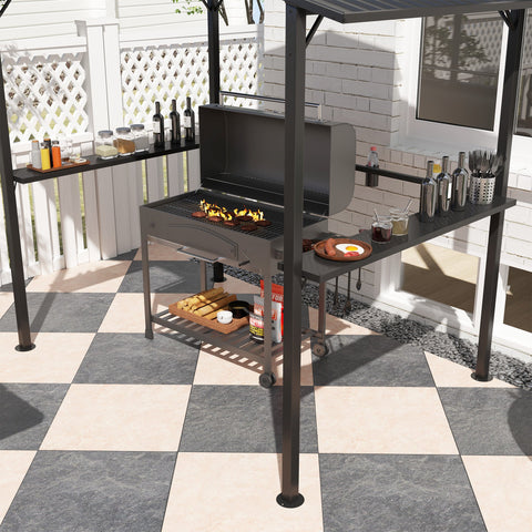 Rootz Grill Pavilion - Outdoor Shelter - BBQ Canopy - Waterproof Metal Roof - 250 x 160 x 250 cm