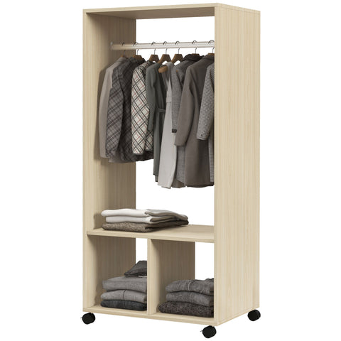 Rootz Cupboard with Shelf - Wardrobe Storage - Clothes Organizer - Easy Mobility with Swivel Wheels - 60L x 40W x 128H cm