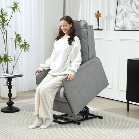Rootz Recliner Armchair - Electrical Relaxation Chair - Grey Standing Aid - Remote Control - Luxurious Comfort - 68cm x 88cm x 104cm
