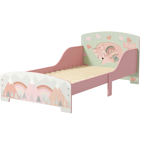 Rootz Pink Toddler Cot - Children's Bed - Kids Sleeping Bed - Safety Barriers - 143cm x 77cm x 60cm
