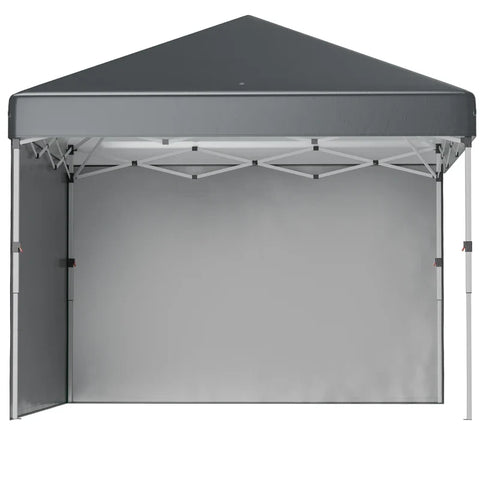 Rootz Folding Gazebo - 2 Side Walls - Height Adjustable - Sandbag - Transport Bag - Stainless Steel Frame - Steel - Oxford - Dark Gray - 297L x 297W x 274H cm