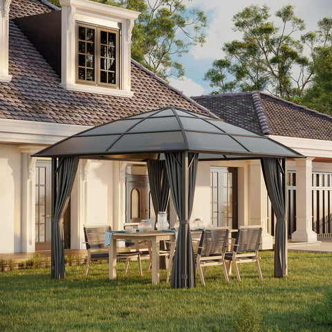 Rootz Garden Pavilion - Aluminum Structure - Polycarbonate Roof - Waterproof UV Protection - 305cm x 305cm x 270cm
