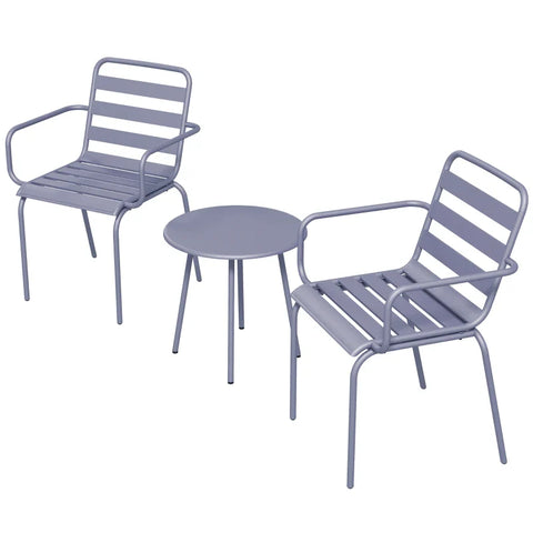 Rootz Garden Furniture Sets - Balcony Bistro - Coffee Table - 3-piece Bistro - Foldable - Modern Design - Steel - Light Gray - 51 x 58 x 78 cm