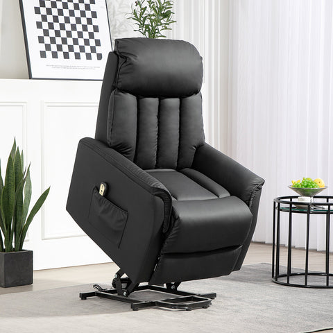 Rootz Electrical Up Armchair - TV Chair - Recliner Chair - Stand-Up Aid - Synthetic Leather - Black - 80cm x 94cm x 104cm
