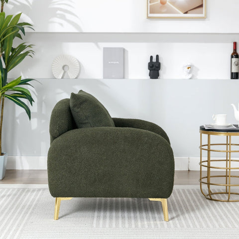 Rootz Teddy Velvet Living Room Chair - Armchair - Lounge Chair - Ergonomic Support - 75.5cm x 75.0cm x 81.0cm - Soft Teddy Velvet Fabric