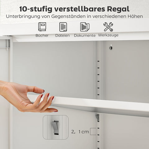 Rootz Filing Cabinet - Office Cabinet - Steel Storage Locker - Lockable Organizer - Secure Storage - White - 80 x 40 x 95 cm