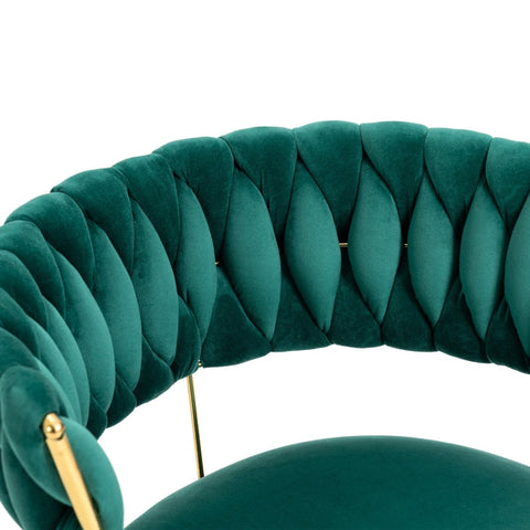 Rootz Velvet Office Chair - Ergonomic Desk Chair - Swivel Work Chair - Supports 127kg - 62L x 62W x 67H cm - Emerald Green Velvet with Golden Details