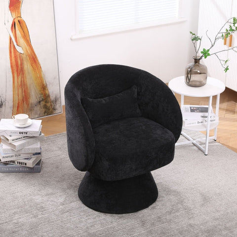 Rootz Modern Leisure Chair - Living Room Chair - Bedroom Seating - 360° Rotating Base - Polyblend Fabric - 67L x 61.4W x 77.9H cm
