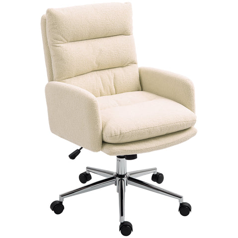 Rootz Office Chair - Desk Cushion Chair - Rotatable Chair - Ergonomic Support - 58cm x 67cm x 91-99cm - Cream White
