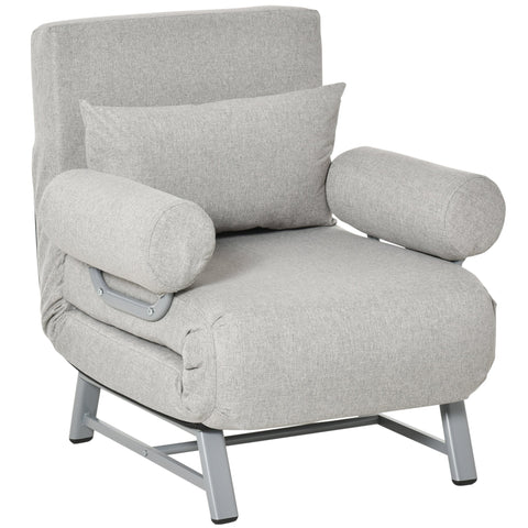 Rootz Convertible Sleep Sofa Chair - Armchair - Lying Chair - Maximum Comfort - Grey - 73x60x81cm, 190x58x26.5cm