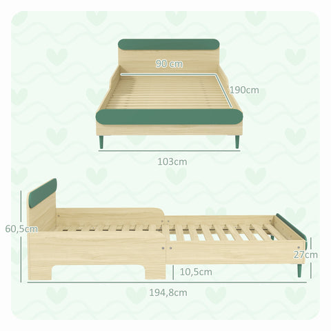 Rootz Children's Floor Bed - Kids Bed - Safety Guard Bed - Comfort & Safety - 194.8L x 103B x 60.5H cm