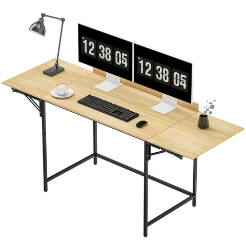 Rootz Foldable Computer Table - Expandable Desk - Space-Saving Office Table - Robust & Sturdy - 170cm x 58cm x 78cm