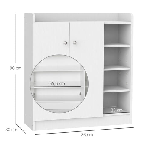 Rootz Schoenenkast - Schoenenorganizer - Schoenenopbergeenheid - Biedt plaats aan 12 paar - Minimalistisch ontwerp - Duurzame spaanplaat en aluminiumlegering - 83 cm x 30 cm x 90 cm