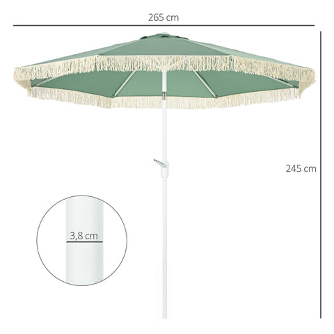 Rootz Garden Umbrella - Outdoor Parasol - Sun Screen - Maximum Sun Protection - Ø 2.65m x 2.45m H - Crank System with 8 Struts