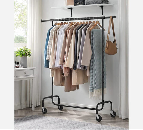 Rootz Clothes Rack on Wheels - Garment Rack - Rolling Rack - High Load Capacity - 45cm x (110-150)cm x 160cm