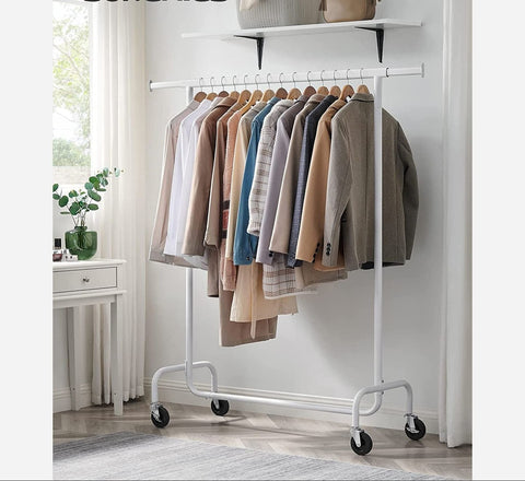 Rootz Clothes Rack - Garment Rack - Clothing Organizer - Extendable Rail - Matte White - Steel - 45 x (110-150) x 160 cm