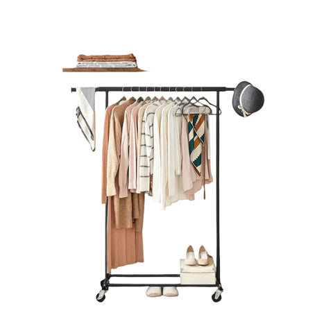 Rootz Clothing Rack on Wheels - Heavy-Duty Wardrobe Stand - Extendable Clothes Rail - Wrinkle-Free Storage - 92-132cm x 45.4cm x 160cm