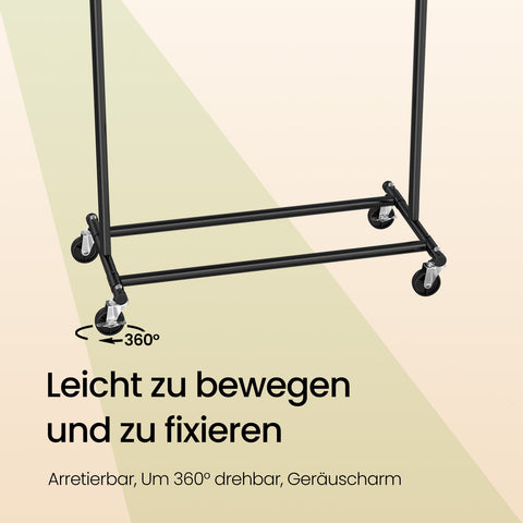 Rootz Clothing Rack on Wheels - Heavy-Duty Wardrobe Stand - Extendable Clothes Rail - Wrinkle-Free Storage - 92-132cm x 45.4cm x 160cm