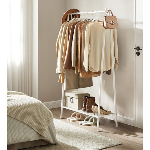 Rootz White Steel Clothes Rack - Garment Rack - Clothing Stand - Heavy Duty - Space Saving - Easy Assembly - 33.5cm x 92.5cm x 153cm