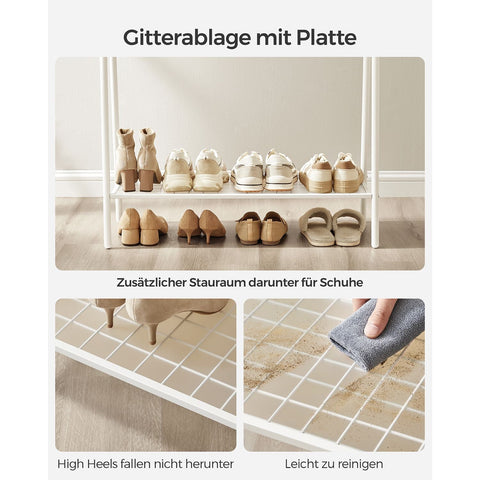 Rootz White Steel Clothes Rack - Garment Rack - Clothing Stand - Heavy Duty - Space Saving - Easy Assembly - 33.5cm x 92.5cm x 153cm