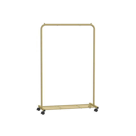 Rootz Clothes Rail on Wheels - Garment Rack - Rolling Clothes Stand - Gold Shelf - Steel - 40.5cm x 91cm x 158cm