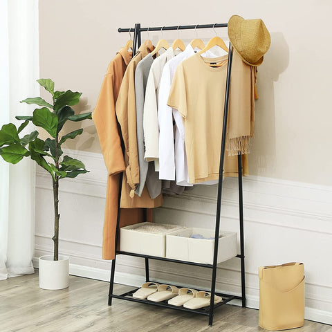 Rootz Clothes Rack - Coat Stand - Garment Rack - Steel Tubes - Space Saving - Easy Assembly - 87.5cm x 155cm x 41cm