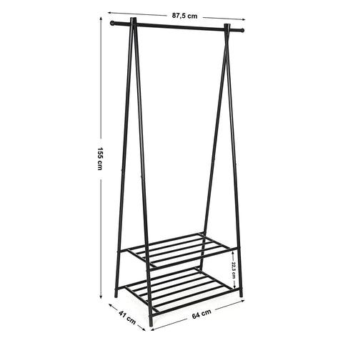 Rootz Clothes Rack - Coat Stand - Garment Rack - Steel Tubes - Space Saving - Easy Assembly - 87.5cm x 155cm x 41cm