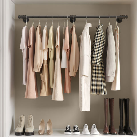Rootz Wall Mounted Clothes Rack - Wardrobe Organizer - Garment Hanger - Steel Construction - Easy Assembly - Space Saving Design - 30.4cm x 170cm x 7cm
