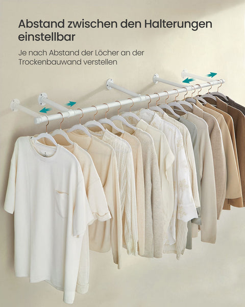 Rootz Wardrobe Rail - Steel Clothes Rack - Clothing Organizer - Cloud White - 30.4cm x 170cm x 7cm