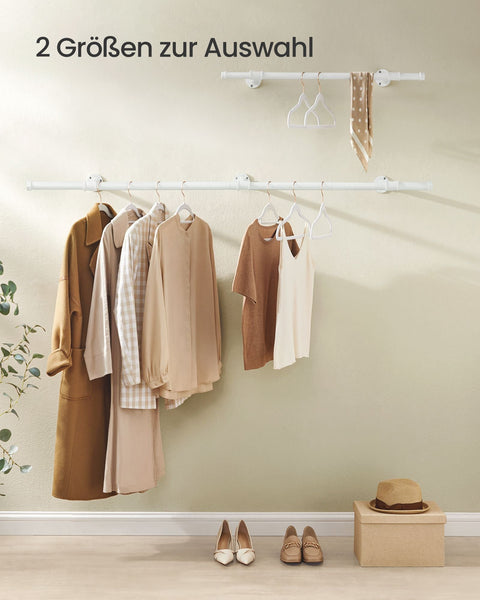 Rootz Wardrobe Rail - Steel Clothes Rack - Clothing Organizer - Cloud White - 30.4cm x 170cm x 7cm