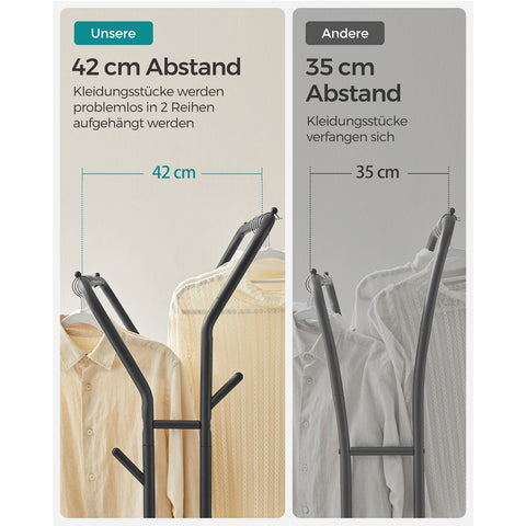 Rootz Garment Rack – Mobile Clothes Stand – Clothing Organizer – Black Steel Frame – 120cm x 45cm x 160cm