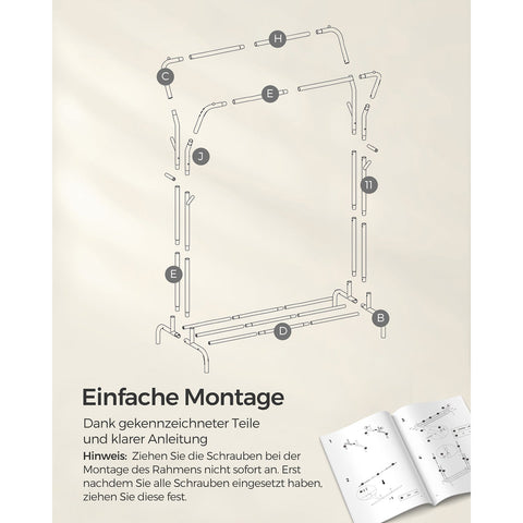 Rootz Clothes Rack with Wheels - Garment Rack - Rolling Rack - 2-tiered - White - 90cm x 40cm x 160cm