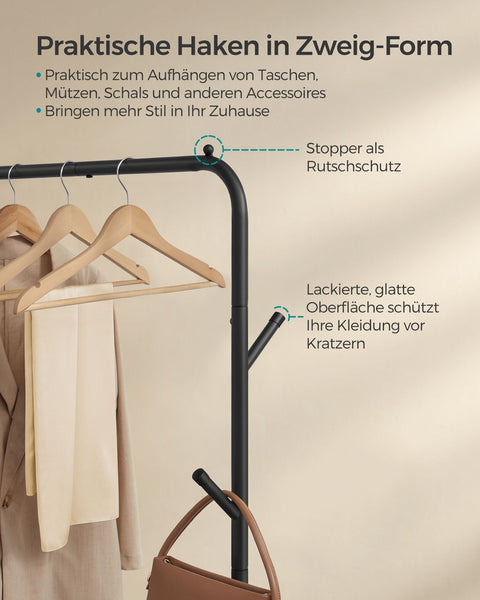 Rootz Clothing Staircase on Rolls - Garment Rack - Clothes Organizer - Black Steel - 41cm x 103.5cm x 155cm