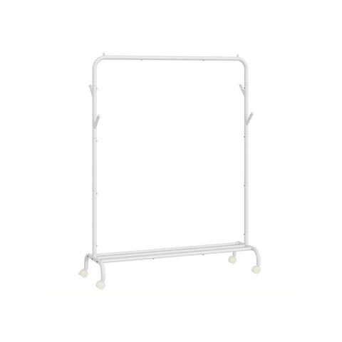 Rootz Mobile Clothes Rack - Rolling Garment Stand - Portable Wardrobe - Alloy Steel - 103.5cm x 41cm x 155cm - White