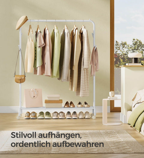 Rootz Rolling Clothes Rack - Wardrobe Organizer - Portable Garment Rack - Steel Frame - 41cm x 103.5cm x 155cm