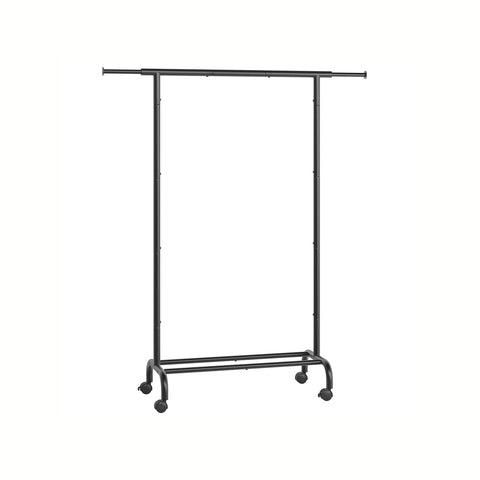 Rootz Clothes Rack on Wheels - Garment Rack - Mobile Wardrobe - 45kg Capacity - Ink Black - 40x(83-120)x156cm
