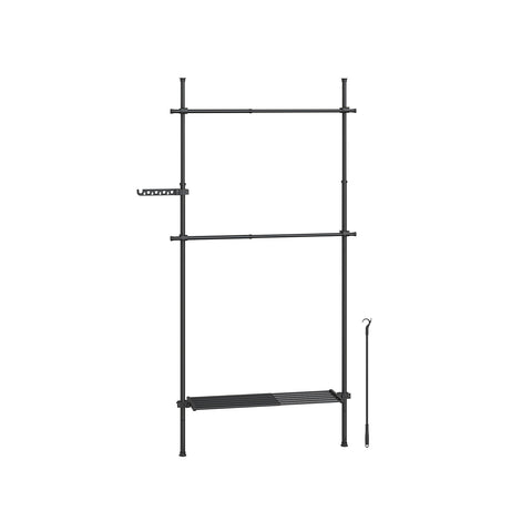 Rootz Clothes Rack - Garment Rail - Coat Stand - Space-Saving Design - 33.5 x (84-123) x (208-310) cm - Matte Black