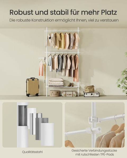 Rootz Floor-to-Ceiling Clothes Rack - Garment Rack - Clothing Stand - Space Saving - 33.5 x (84-123) x (208-310) cm