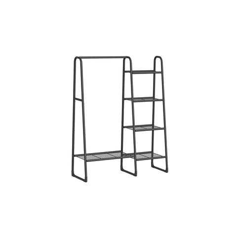 Rootz Clothes Rack - Garment Shelf - Steel Frame - Ink Black - 40cm x 101.7cm x 153.3cm - 5 Tier Wardrobe Stand - 6kg - Max Load 70kg
