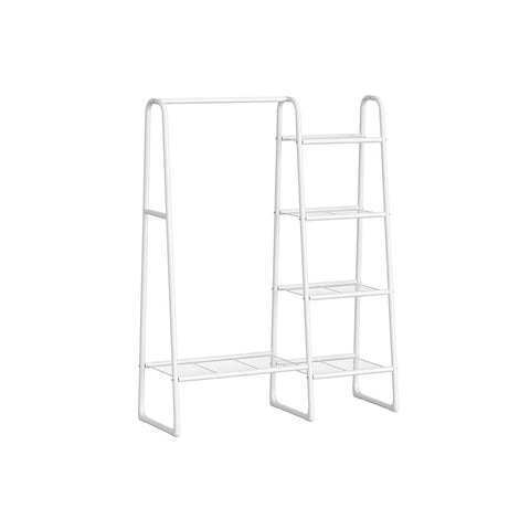 Rootz Garment Rack with 5 Shelves - Clothing Organizer - Steel Frame - Cloud White - 40cm x 101.7cm x 153.3cm - 6kg - 70kg Capacity