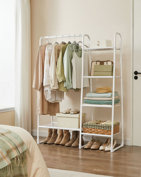Rootz Clothes Rack - Garment Rack - Storage Rack - Steel Frame - Cloud White - 40cm x 101.7cm x 153.3cm - 70kg Capacity