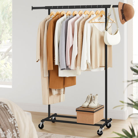 Rootz Extendable Clothes Rack - Coat Stand - Garment Rack - Iron Pipe - Wrinkle-Free Storage Solution - (92-132)cm x 45.4cm x 160cm
