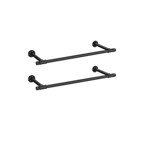 Rootz 2 Pack Black Steel Clothes Rail - Garment Rack - Clothing Organizer - Heavy Duty - 30cm x 84cm x 7cm